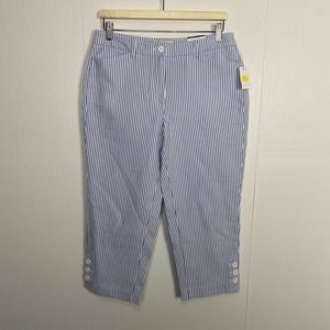Talbots Skimmer Simply Flattering Collection Blue & White Striped Pants Size 6.
